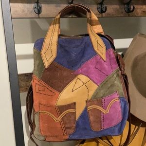 Leather and Suede Satchel Crossbody